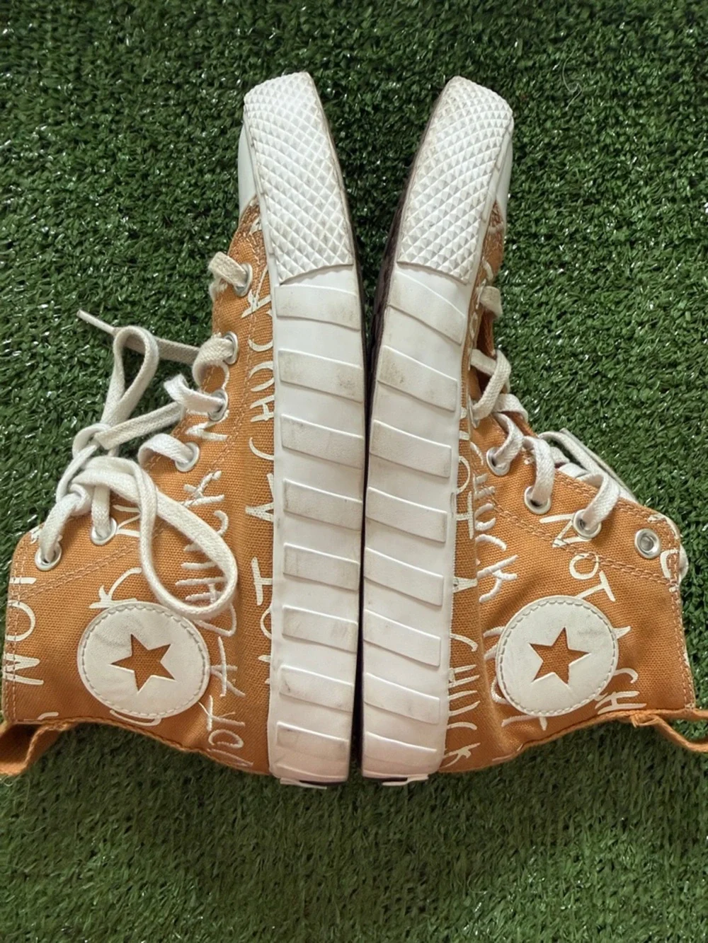 Kids Converse UNT1TL3D High 'Not A Chuck' sneakers in Golden Tan/White.